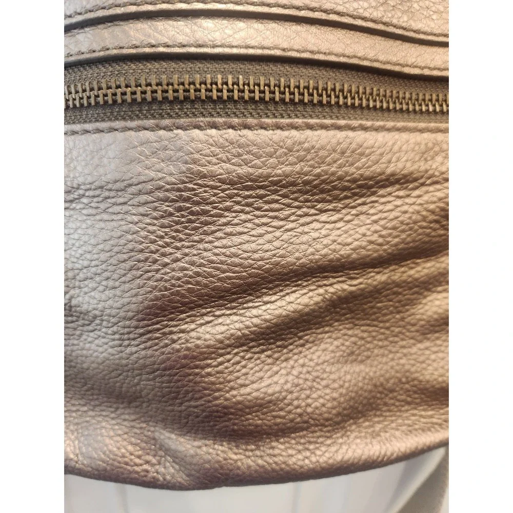 Fossil Bronze Metallic Distressed Bronze Explorer‎ Flap Tote Satchel Bag W/Strap